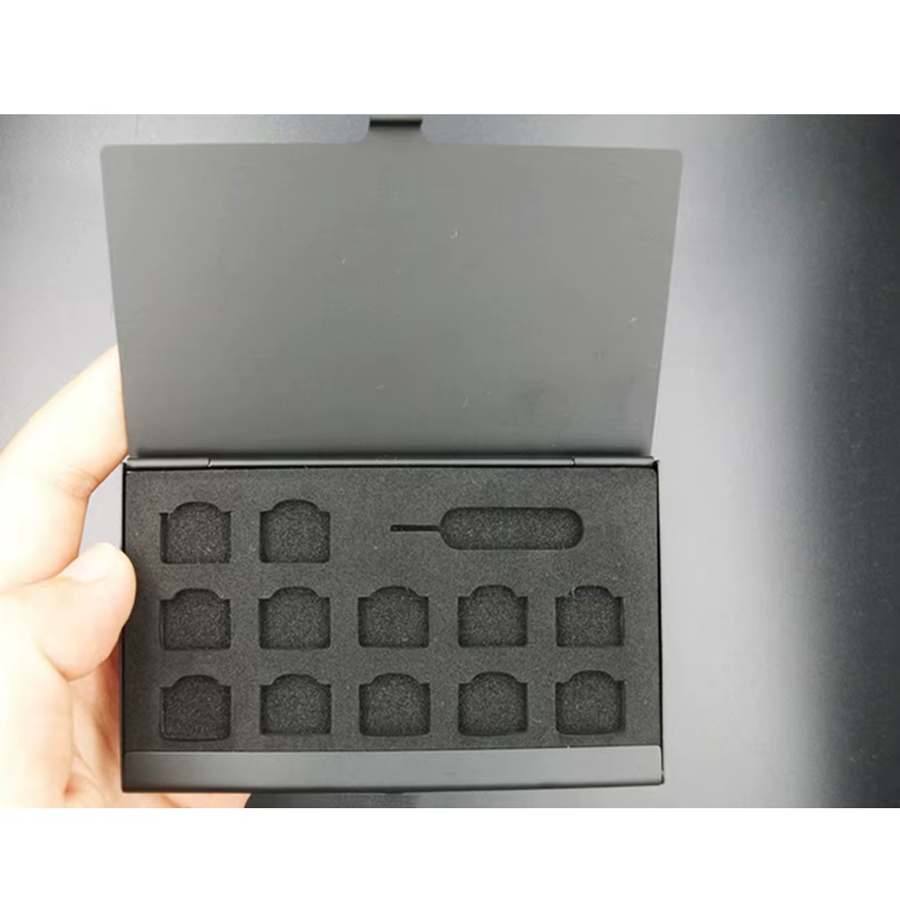 Boîte de rangement de carte mémoire portable en aluminium, 12 emplacements, support de protection, broche EpiMicro, ano intermédiaire, 1 emplacement, broche de carte