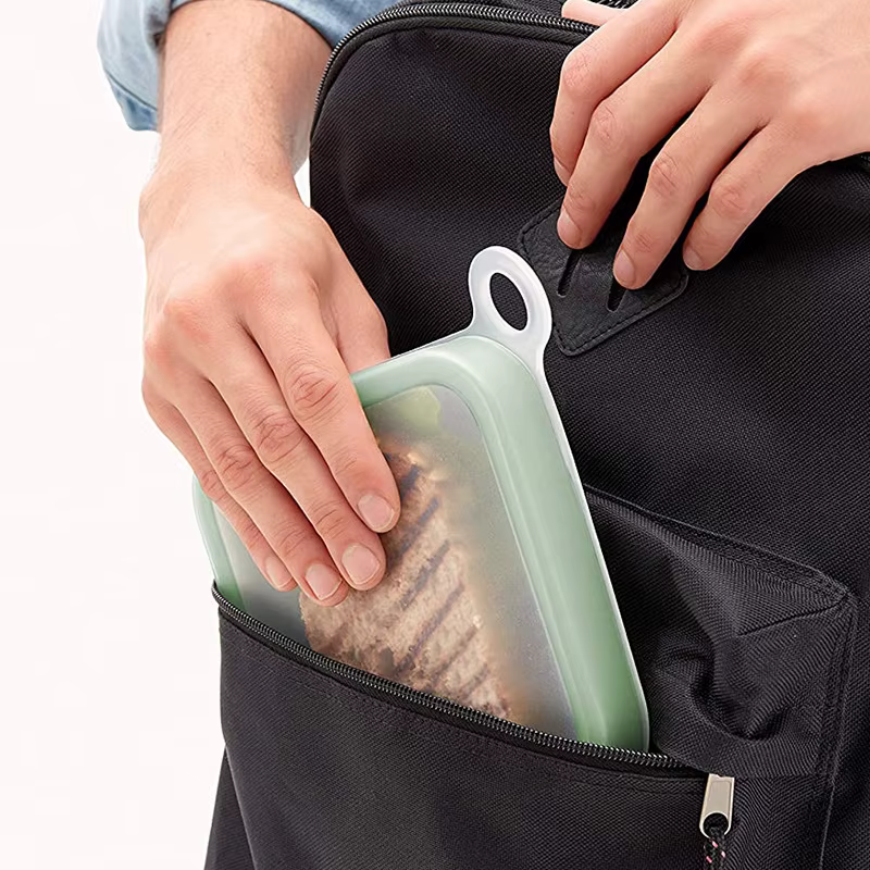 Boîte à bento en silicone réutilisable, vaisselle micro-ondable, sandwich, toast, récipient alimentaire écologique, déjeuner