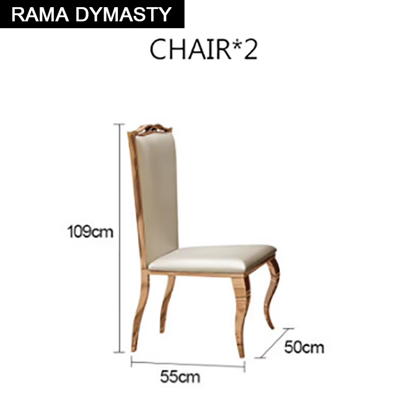 Chaise de Salle à Manger en Acier Inoxydable, Chaise à Dossier Rond Simple en Cuir, Chaise de Banquet d'Hôtel, Vente en Gros d'Usine