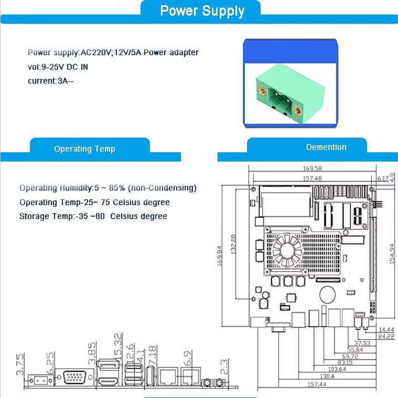 Mini carte mère Intel core i7-3610QM CPU avec 2 emplacements PCI
