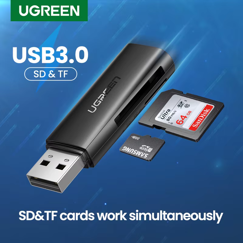 UGREEN – Lecteur de cartes mémoire USB 3.0 vers SD pour ordinateur portable