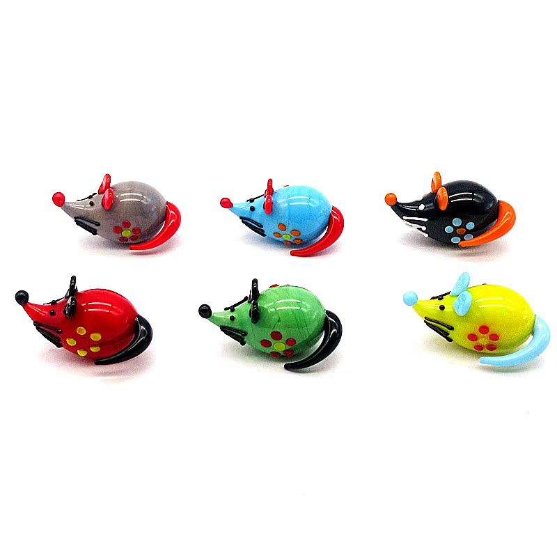 Figurines de souris en verre de Murano faites à la main, symbole du Nouvel An 2026, ornement de Noël, décoration de la maison, animaux miniatures mignons, statue de rat en verre