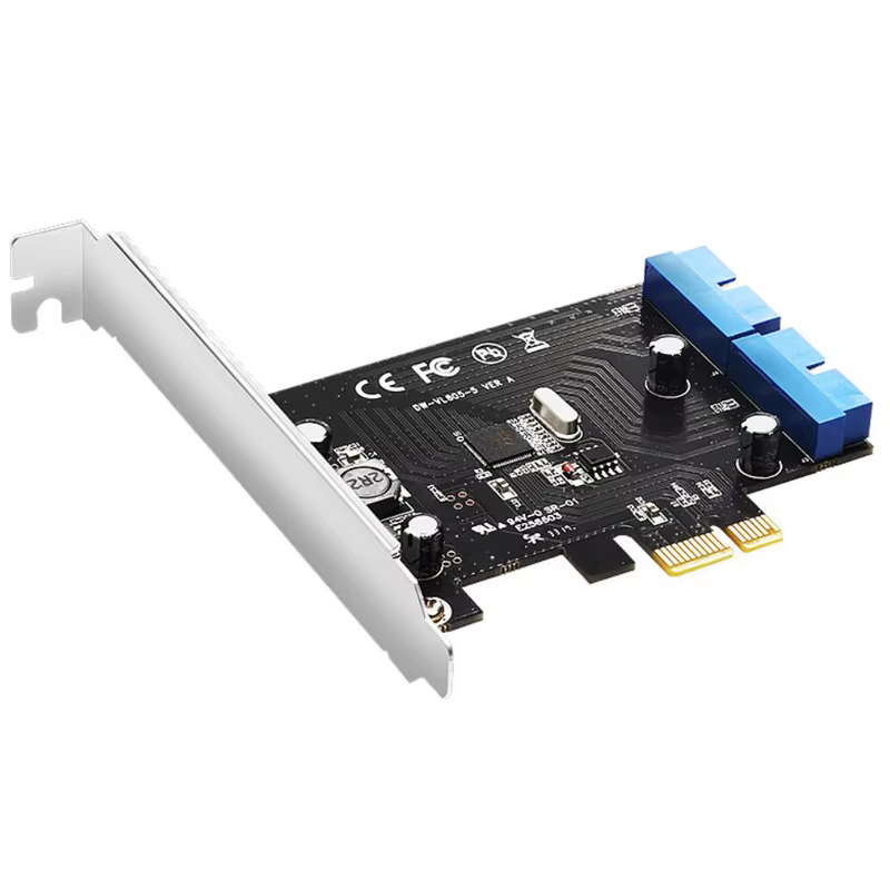 Carte adaptateur convertisseur PCIe Super Speed vers 2 ports USB 3.0 19 broches