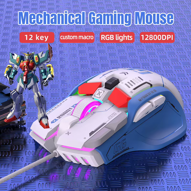 Souris de jeu mécanique filaire FreeWolf G6
