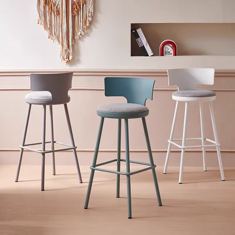 Chaise de bar nordique moderne élégante avec dossier