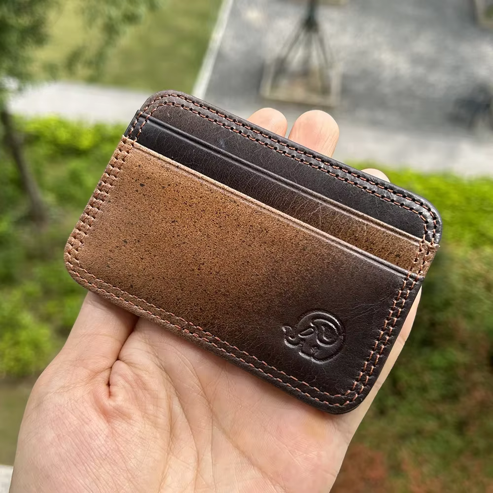 Porte-cartes en cuir pour hommes, portefeuille pour cartes de crédit, étui pour cartes en cuir personnalisé, manches, portefeuille et support