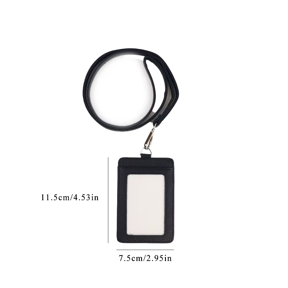 Porte-cartes de travail multifonctionnel en cuir personnalisé avec cordon, pour hommes et femmes, pour cartes de crédit, cartes d'identité, porte-monnaie