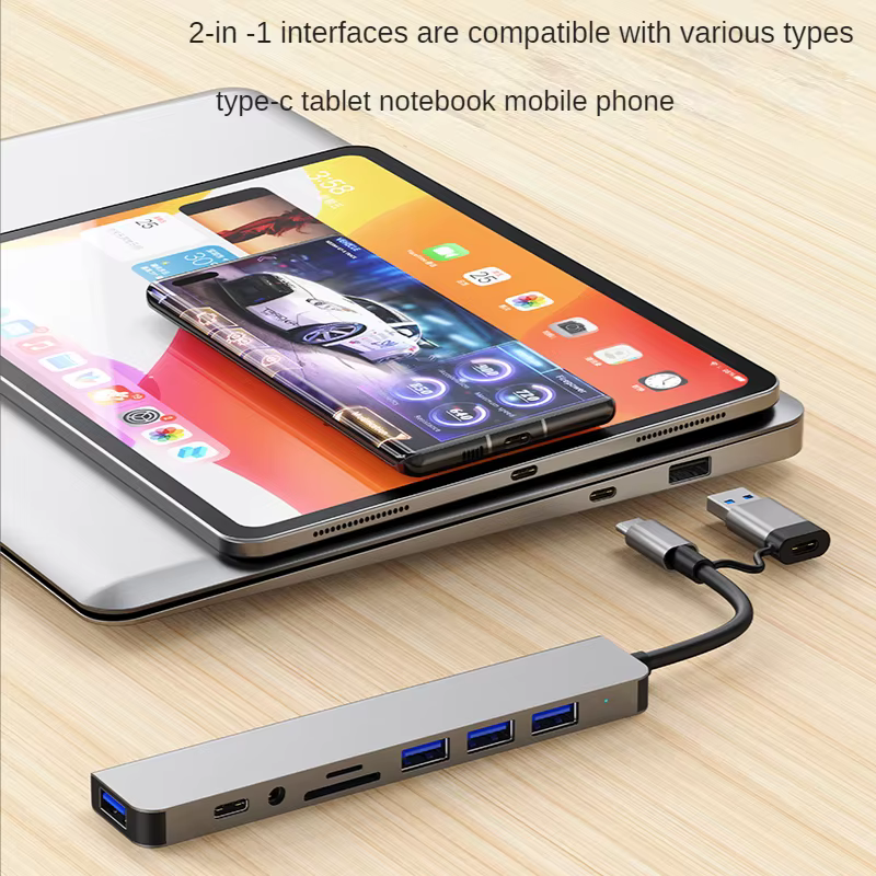 Adaptateur USB 3.0 Type C, station d'accueil, Port USB 2.0, lecteur de carte SD TF, sortie Audio, séparateur multi-hub pour ordinateur Macbook Pro