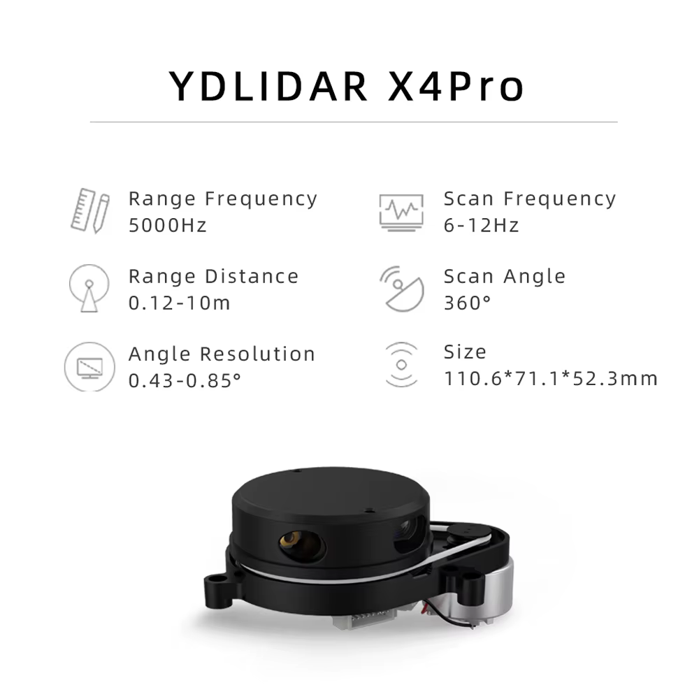 YDLIDAR X4 Pro 360 degrés 2D gamme Laser Lidar Scanner triangulaire plage 10 mètres rayon de numérisation pour Arduino Raspberry PI