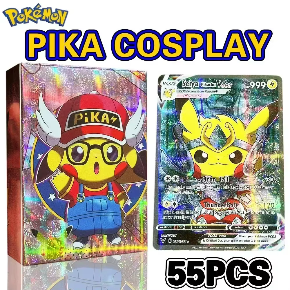 Nouvelles cartes holographiques Pokémon Anime 55 pièces, personnages Pikachu, collection brillante anglaise, cartes à collectionner, jouets, cadeau pour enfants