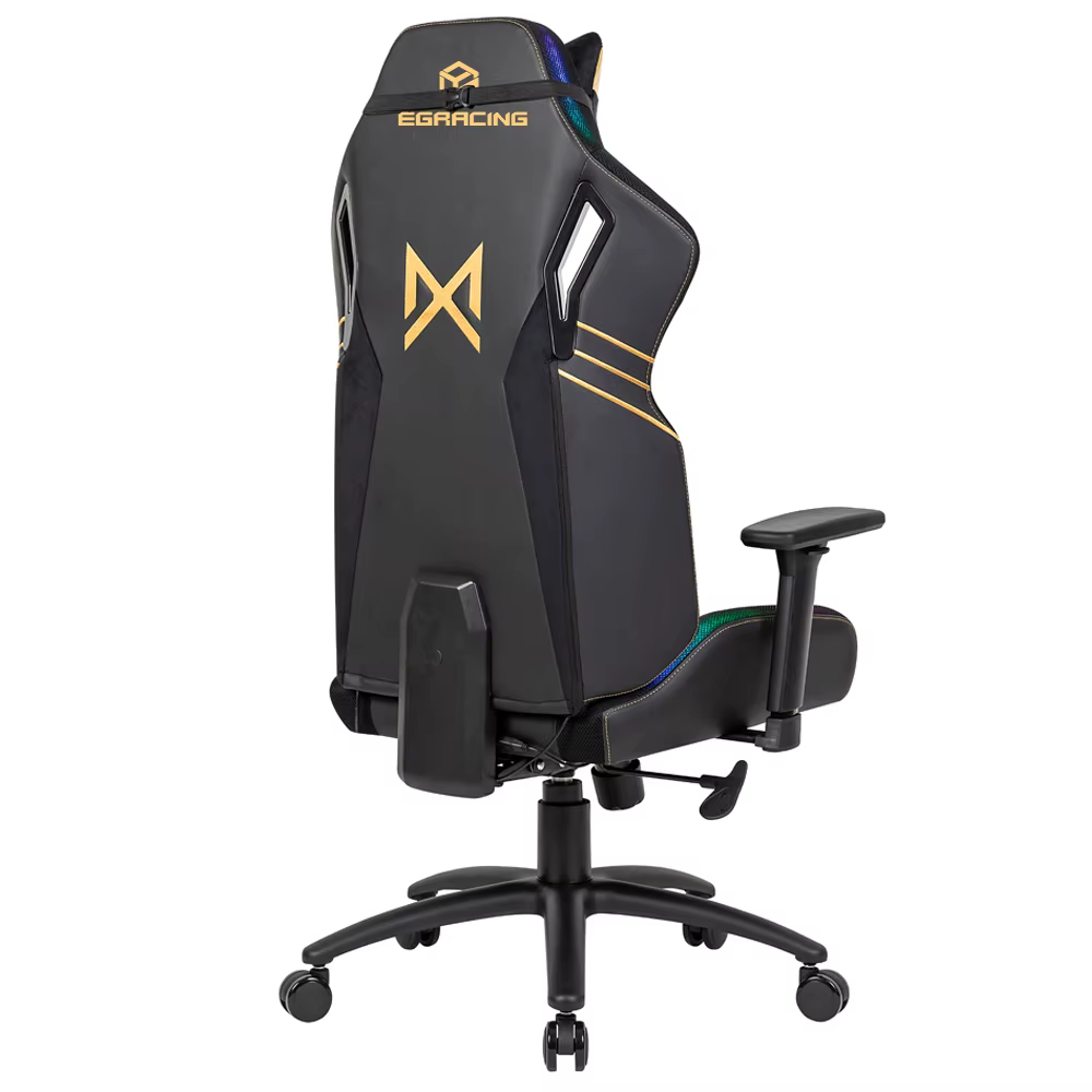 Chaise de bureau ergonomique de course et d'e-sport en cuir avec appui-tête pivotant
