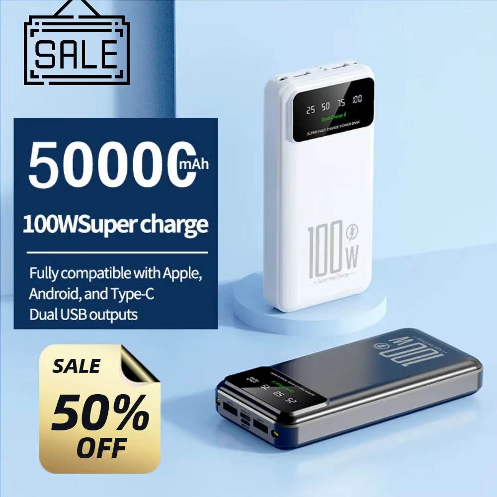 Banque d'alimentation Portable 100W, charge rapide, avec lumière LED, affichage numérique, batterie externe 20000mAh, pour IPhone Huawei Samsung Xiaomi