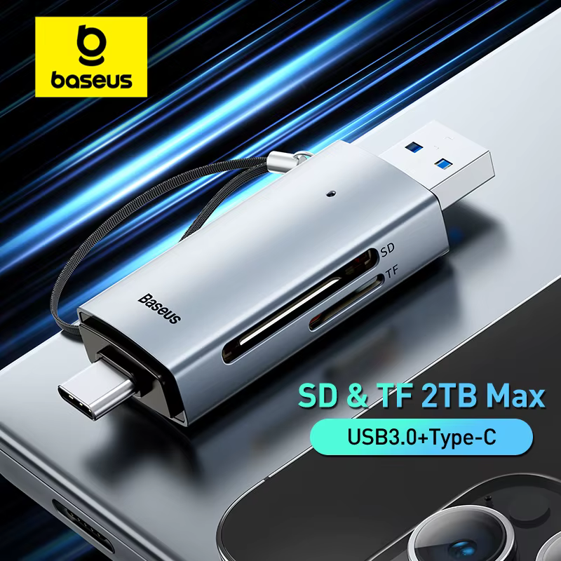 Lecteur de carte Baseus USB C & USB3.0 vers SD Micro SD TF dispositif