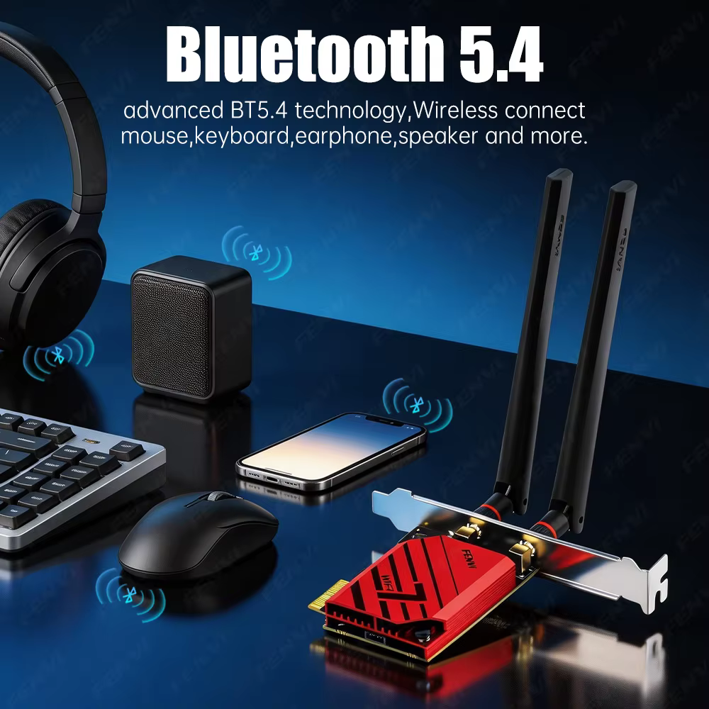 Adaptateur WiFi 7 MT7925 BE6500 PCIE BT5.4 Tri Band 2.4G/5Ghz/6Ghz 802.11BE 6500Mbps