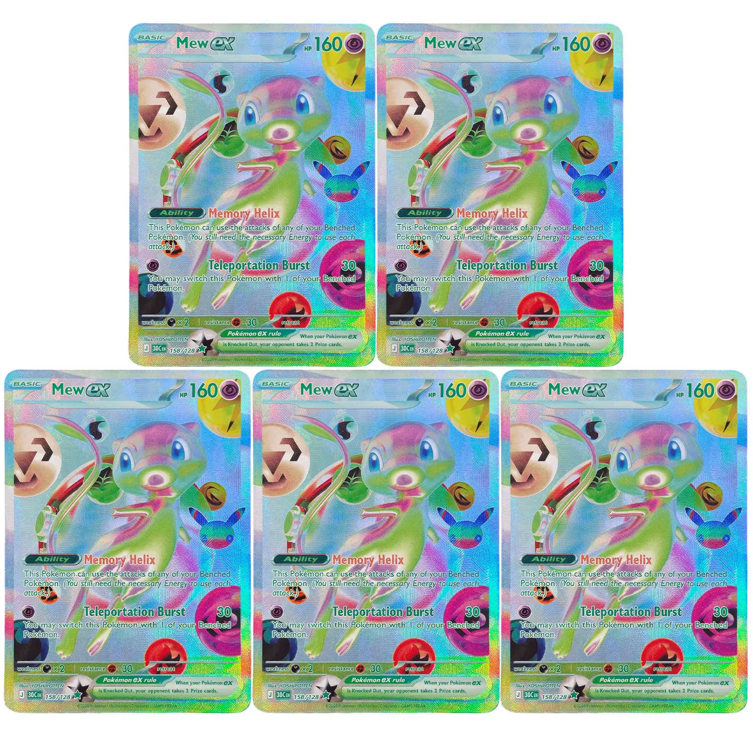 Carte Pokémon PTCG Mewtwo ex anglaise faite maison # 157 Mew # 158 Cartes de Collection de Jeu de Cartes à Collectionner Série Rare Futuriste