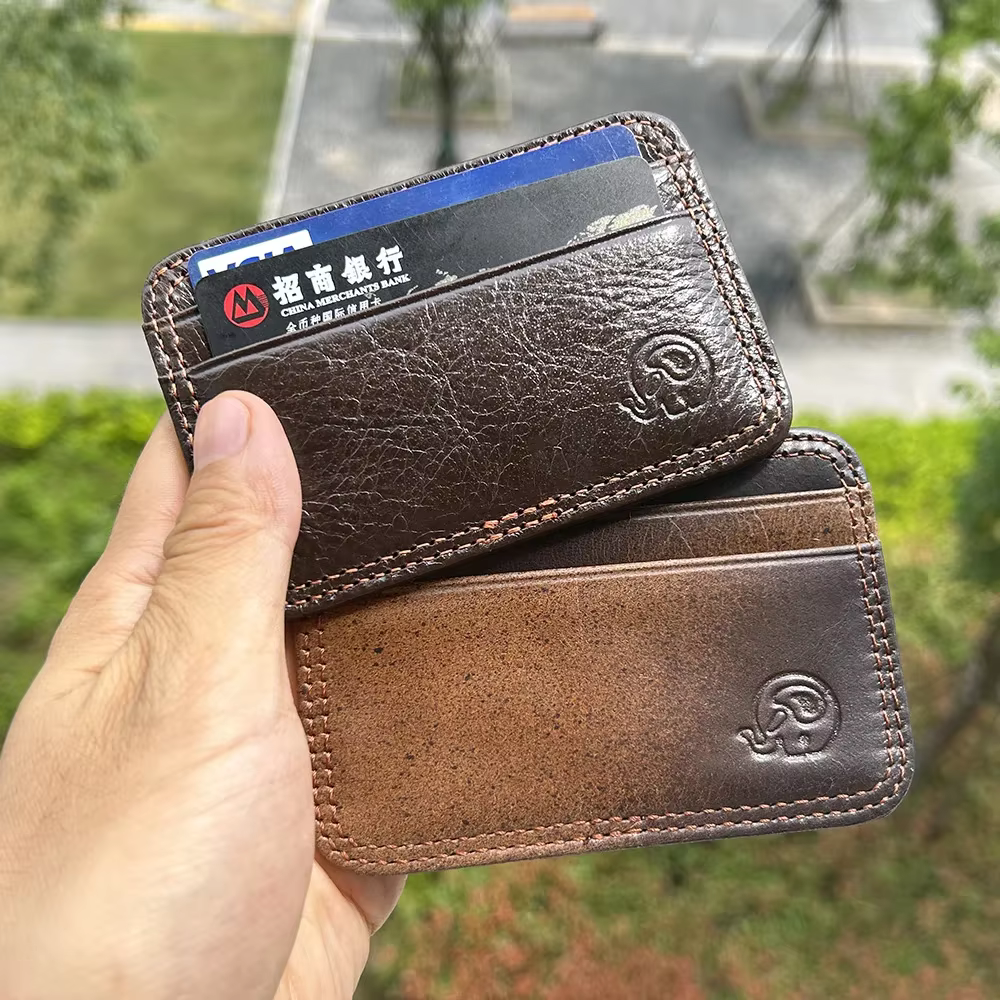 Porte-cartes en cuir pour hommes, portefeuille pour cartes de crédit, étui pour cartes en cuir personnalisé, manches, portefeuille et support