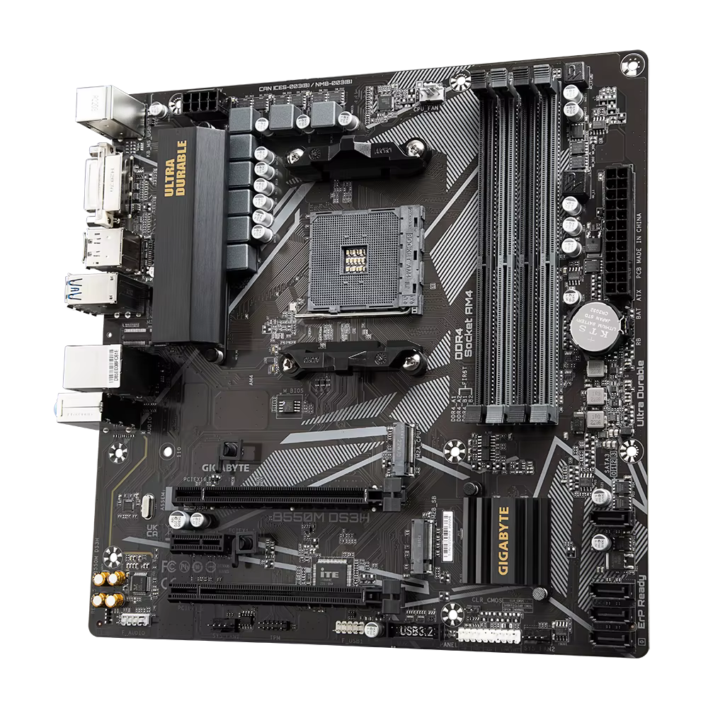Carte mère GIGABYTE B550M DS3H AM4 compatible avec les processeurs AMD B550 Ryzen 5 5600G/5600X