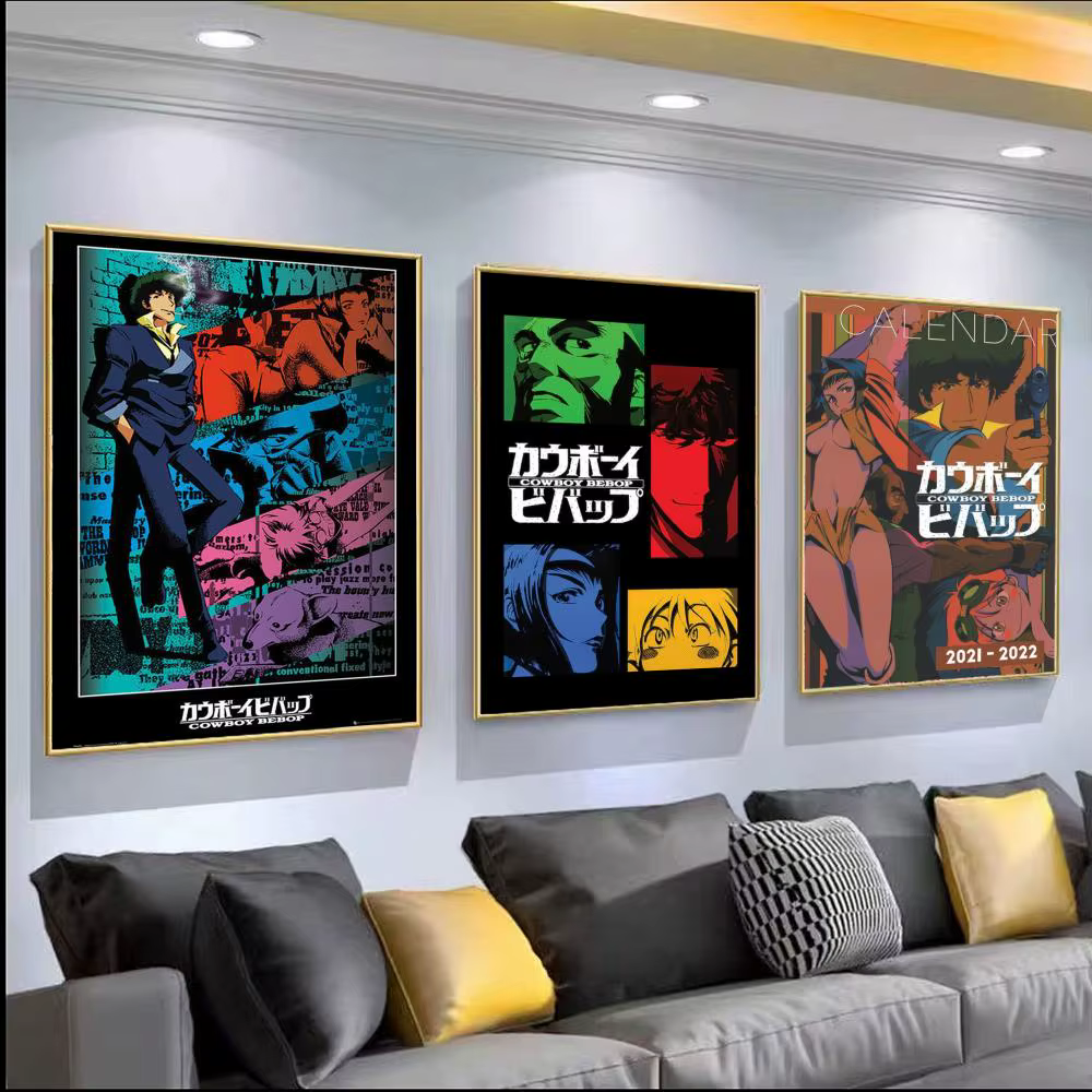 C-Cowboy B-Bebop Anime affiche HD PVC auto-adhésif mur Art-étanche réutilisable pour le bureau à domicile café