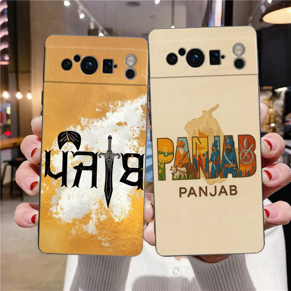 Punjab carte coque de téléphone pour Google Pixel 10 9 8 7 6 Pro XL 9A 8A 6A 7A 5G souple antichoc TPU couverture noire