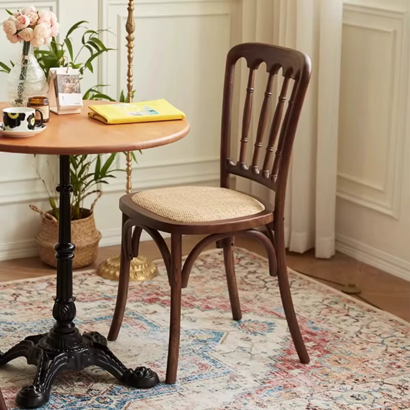 Chaise de salle à manger Napoléon vintage, siège tissé en rotin et bois massif, chaise d'appoint rétro de pays français pour salle à manger, salon, maison