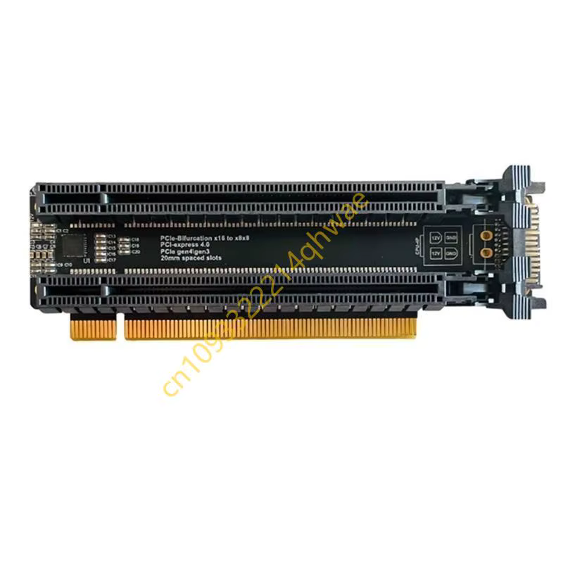 PCIe4.0 x16 1 à 2 Carte d'extension PCIe-bifurcation x16 à x8x8 / 4P alimentation Gen4 Split Card Splitter