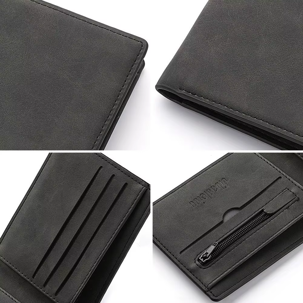 Portefeuille pliable en cuir PU pour homme, porte-monnaie de grande capacité, fente multi-cartes, court, mode