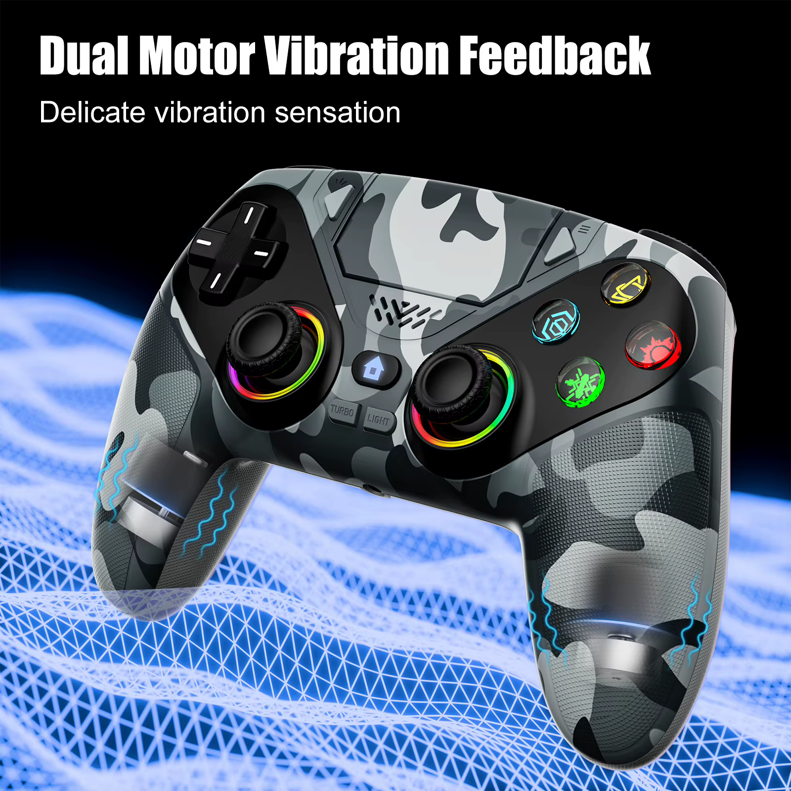 Manette sans fil RGB pour Playstation 5 PS5/PS5 Pro/Slim/PC