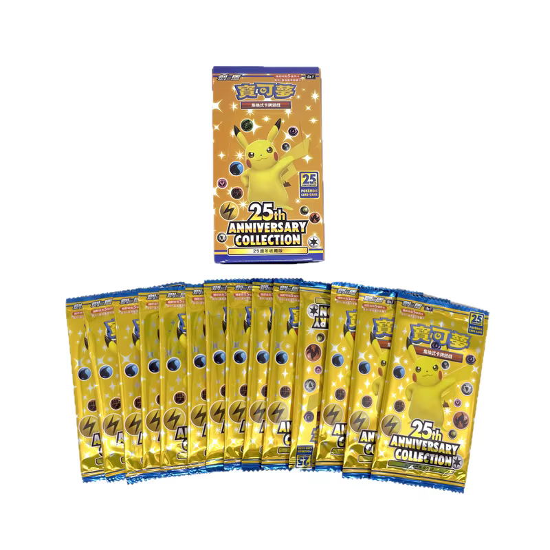 Cartes à collectionner brillantes de la collection du 25e anniversaire de Pokémon TCG, édition chinoise traditionnelle pour collectionneurs