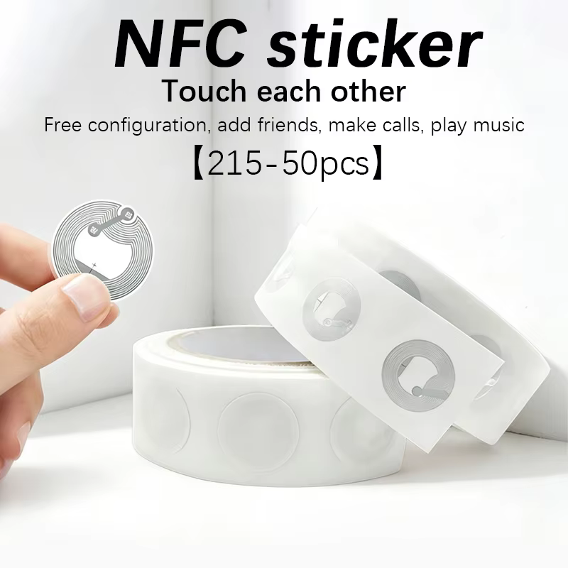 Étiquette électronique NFC 215 pour téléphone portable, carte blanche NFC, carte ronde Ntag, carte de jeu, commande rapide, mur musical, détection tactile, 50 pièces