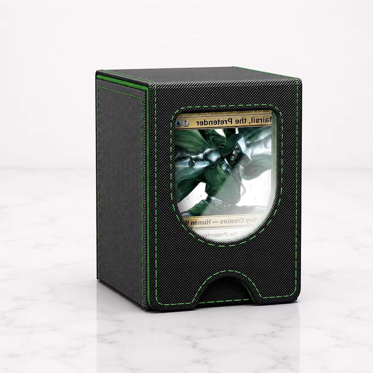 Boîte de rangement pour deck MTG Commander, boîte de rangement magnétique en cuir PU pouvant contenir plus de 100 cartes à double pochette ; adaptée aux cartes TCG, PTCG, CCG