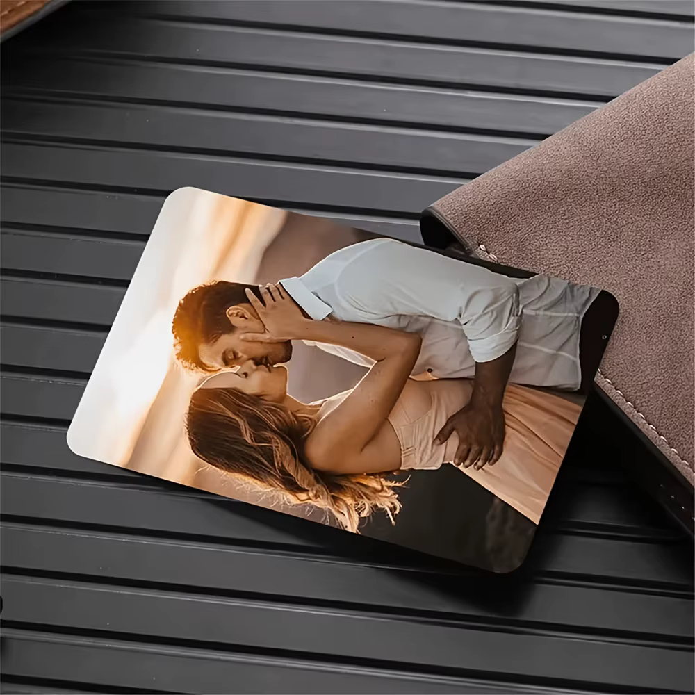 Carte PVC double face personnalisée pour la mémoire de la famille, cadeau commémoratif en plastique brillant avec photo et texte personnalisés, pour un usage quotidien et au bureau