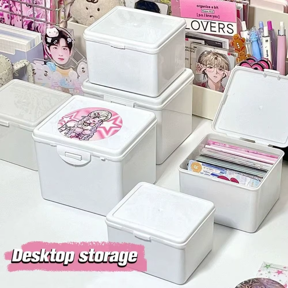 Boîte de rangement Kpop blanche pour cartes photo, collection de cartes d'idole, conteneur de bijoux, carte d'identité, fournitures de décoration de bureau