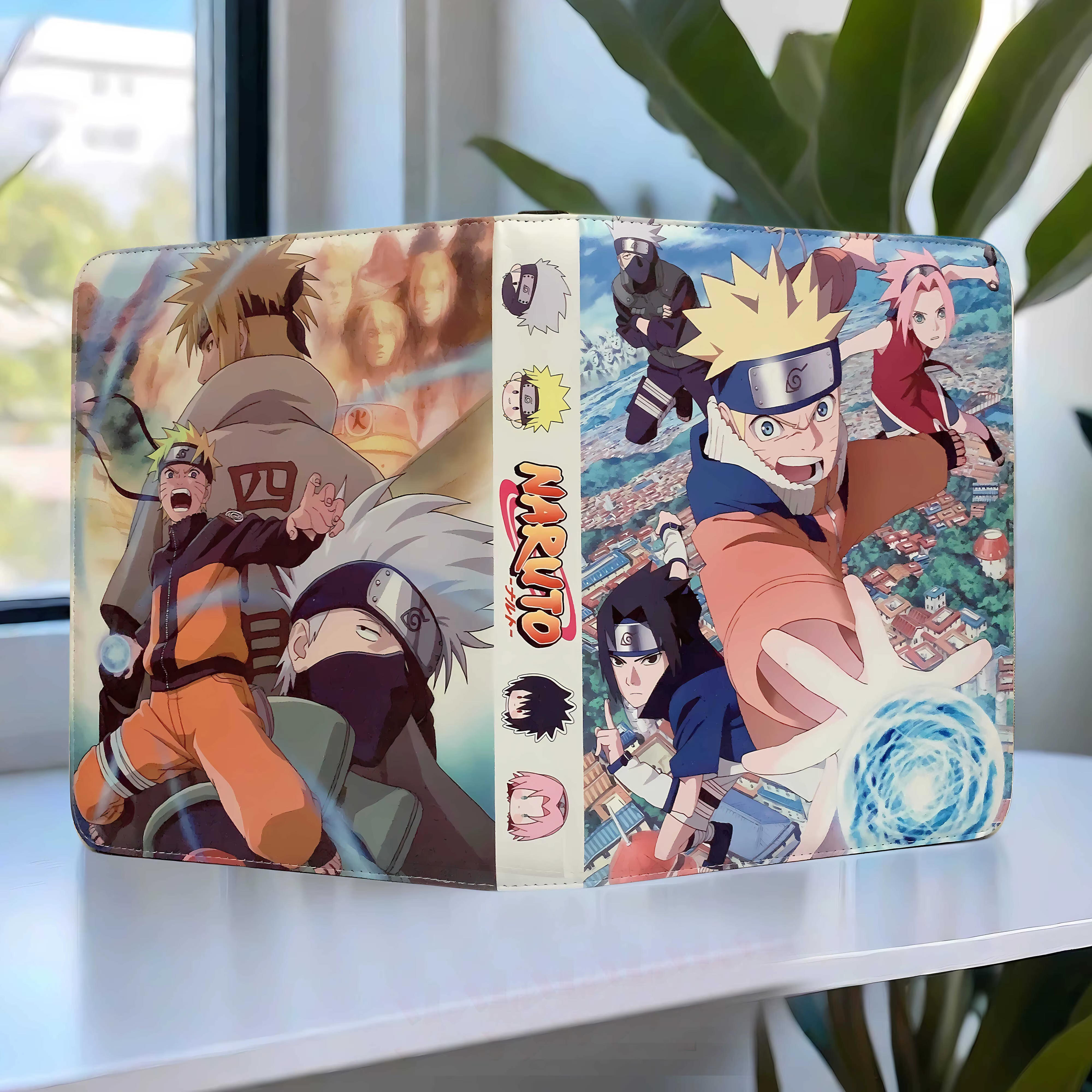Classeur de cartes Naruto à neuf pochettes, grande capacité, en cuir, pour collection de 400 à 900 cartes, album de rangement pour collectionneurs