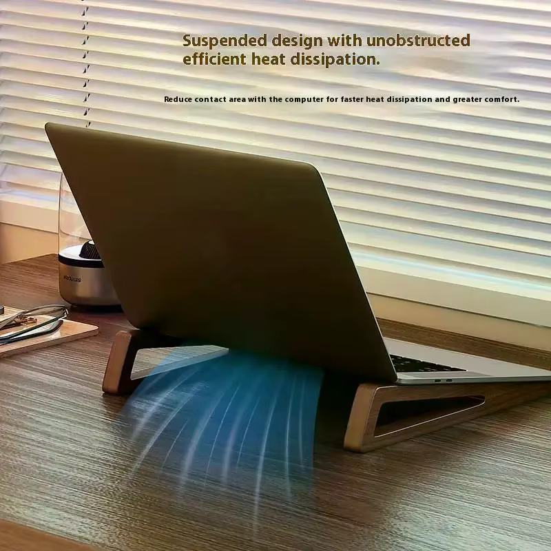 Support pour ordinateur portable en bois - Ergonomique réglable 12 ° Angle avec conception de refroidissement pour
