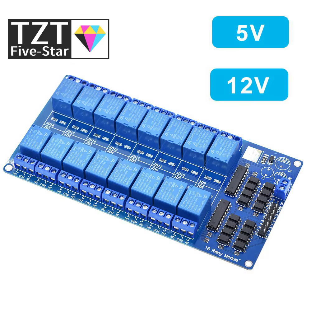 Module de relais électronique TZT 1/3PCS 5V 12V 16 canaux pour Arduino ARM PIC AVR DSP avec isolation optocoupleur