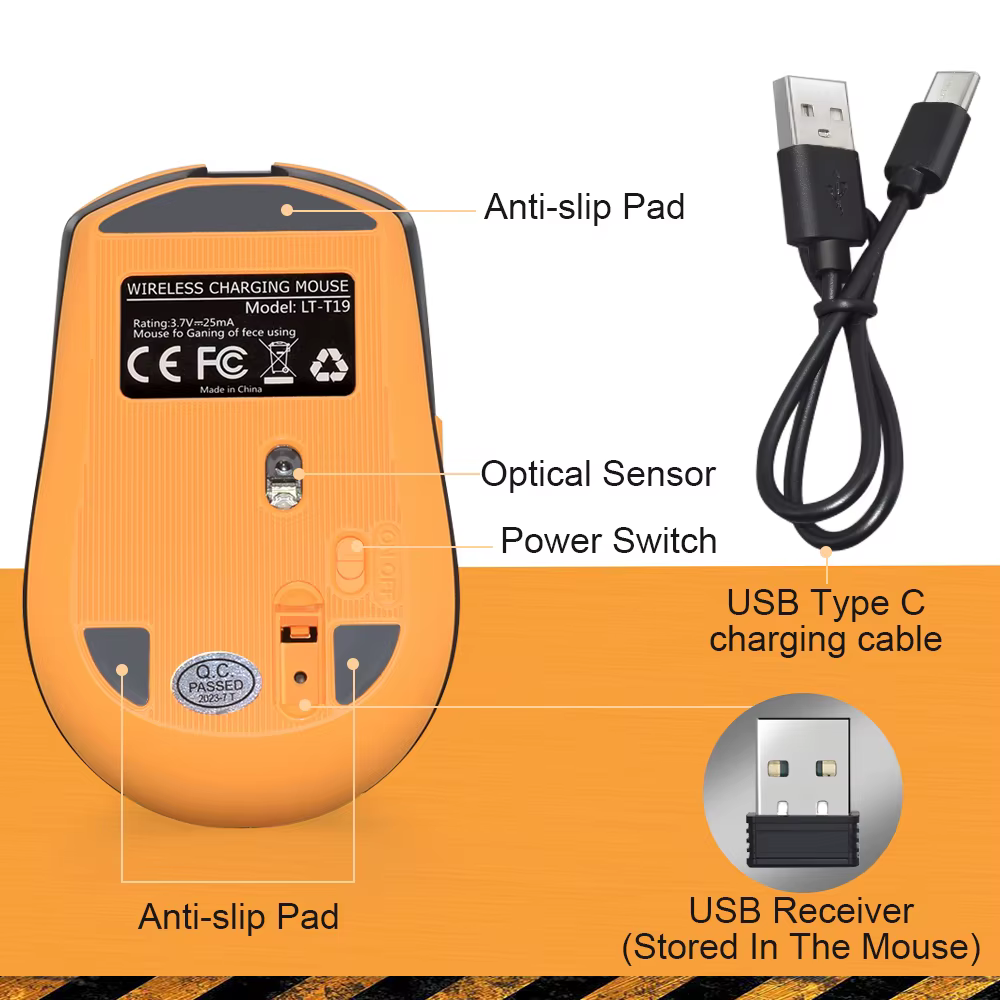 T19 souris de jeu ergonomique Rechargeable USB 2.4G sans fil RGB lumière ordinateur de bureau ordinateurs portables