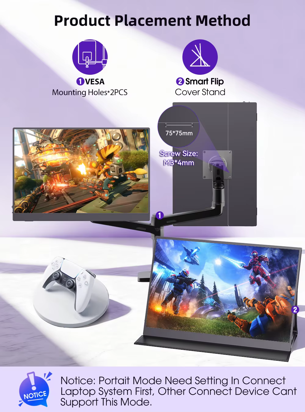 UPERFECT 2K 16" 120 Hz Écran de jeu portable avec haut-parleurs IPS 2560 x 1600 HDMI Type C pour ordinateur