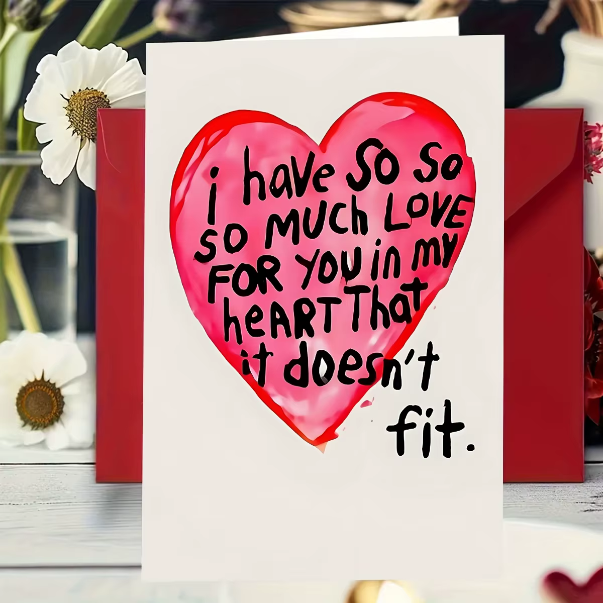 Carte d'anniversaire d'amour sincère - Message « J'ai tellement d'amour pour toi », pour les couples et les partenaires, design cœur rouge expressif