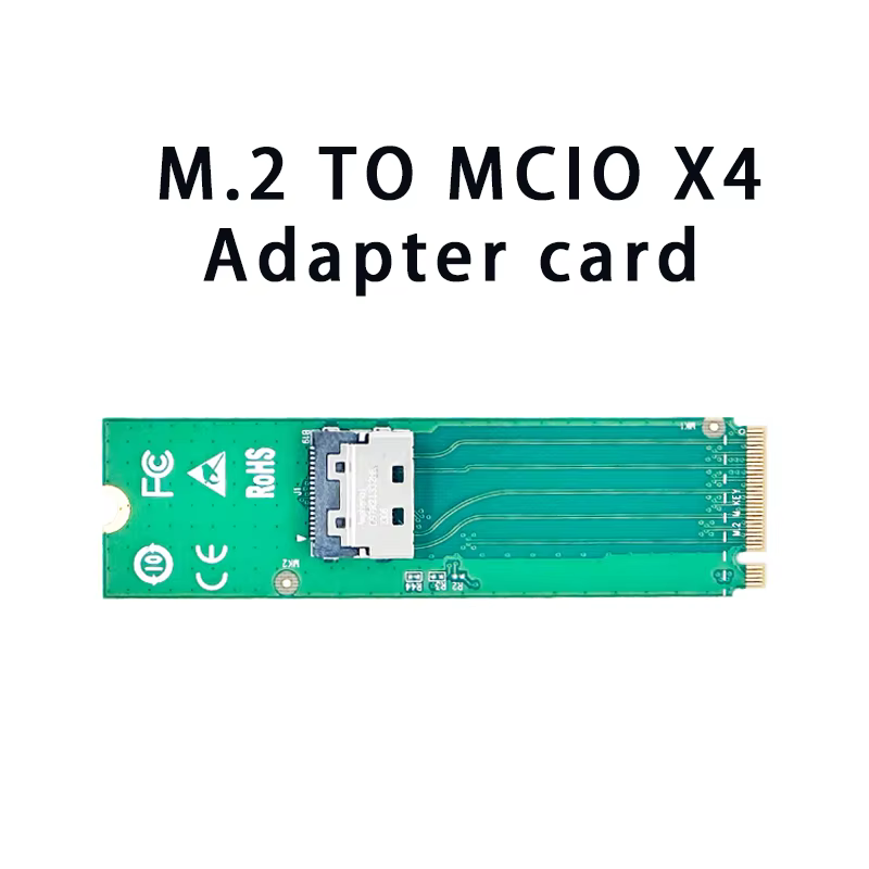 Carte adaptateur PCIe5.0 x4 M.2 M Key vers MCIO 4i 1 * NVMe SSD