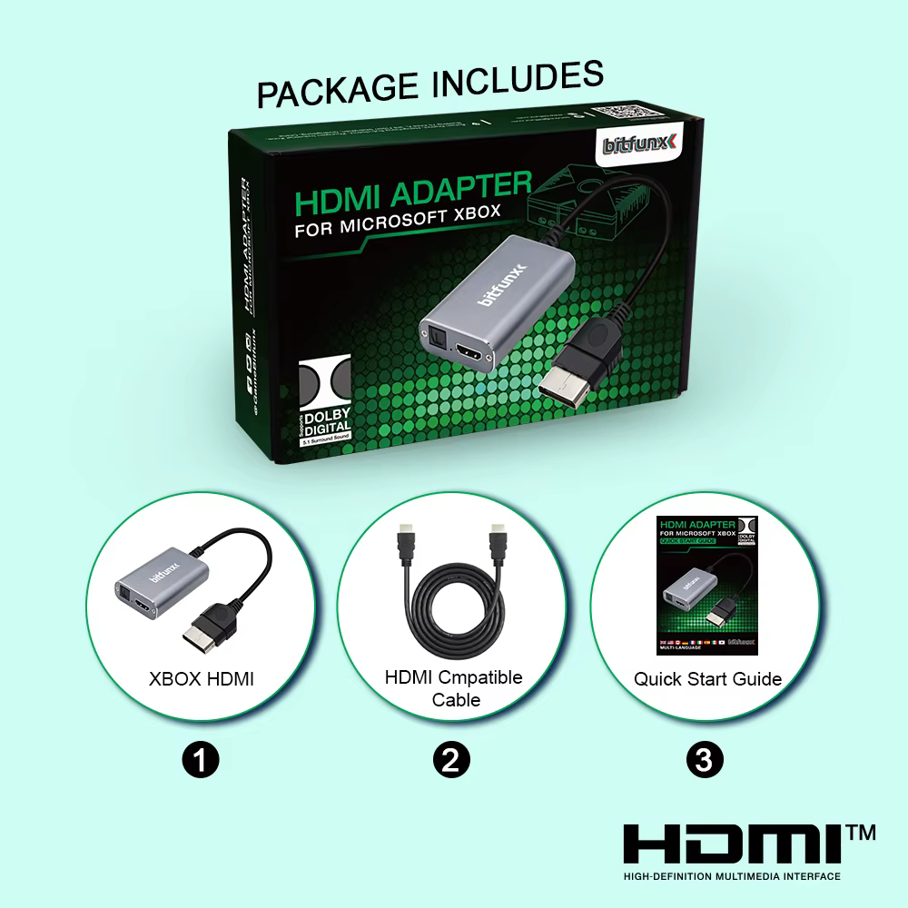 Bitfunx HDMI ™ Adaptateur pour consoles de jeu rétro classiques XBOX