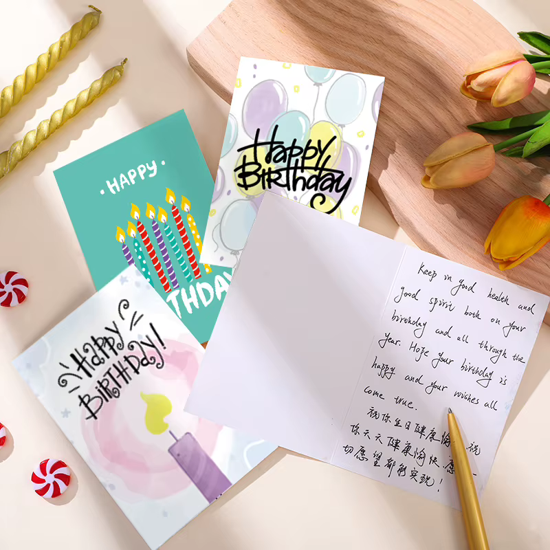 24 pièces carte de voeux joyeux anniversaire avec enveloppe cartes d'invitation de fête d'anniversaire enfants bricolage cartes manuscrites ensemble de cartes de Message
