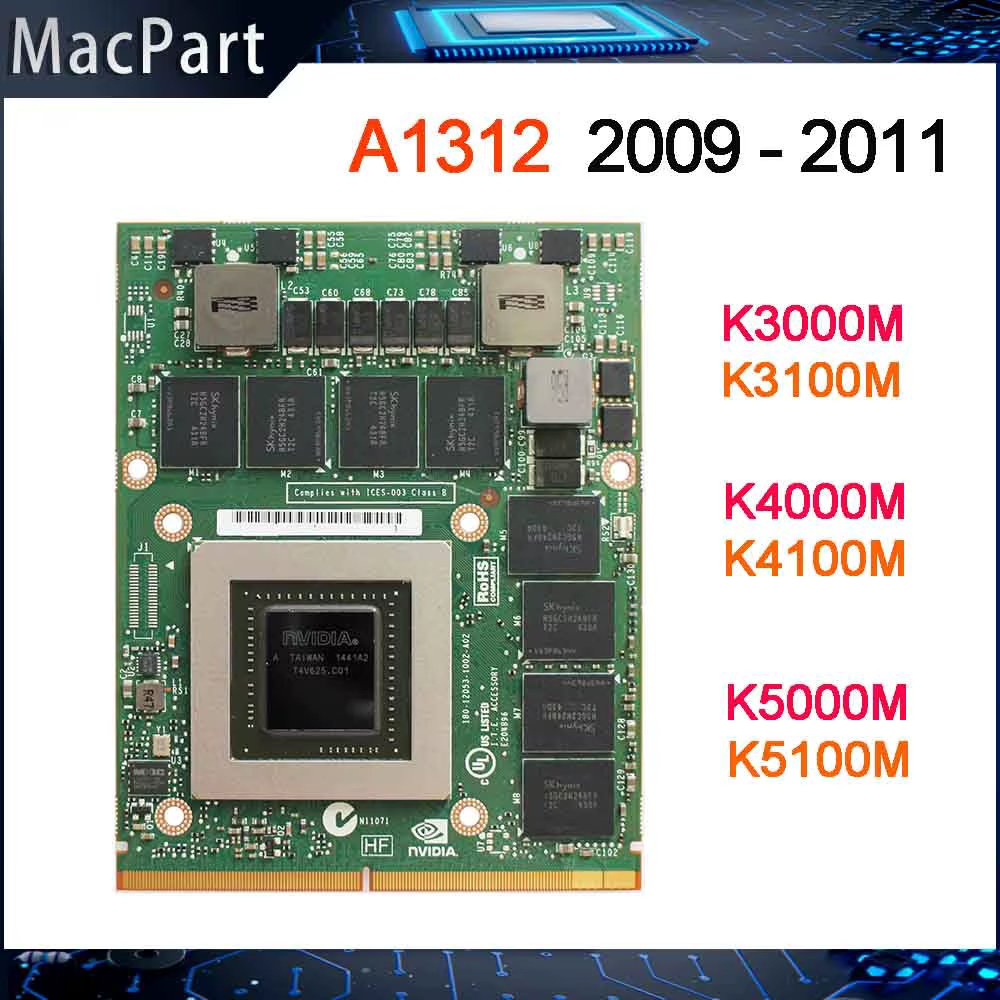 Carte vidéo Quadro K610M K1000M K1100M K2000M K2100M K3000M K3100M K4000M K4100M K5000M K5100M pour iMac A1311 A1312 2010 2011