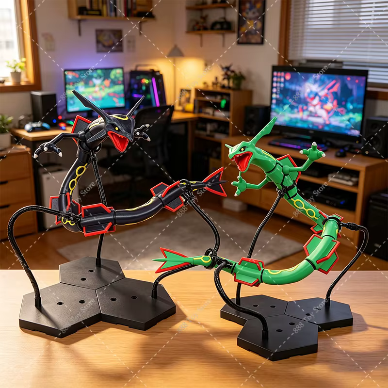Figurine d'action Rayquaza, modèle de collection, jouets imprimés en 3D, Rayquaza brillant multi-articulé et mobile avec support, figurine pour garçons, cadeaux