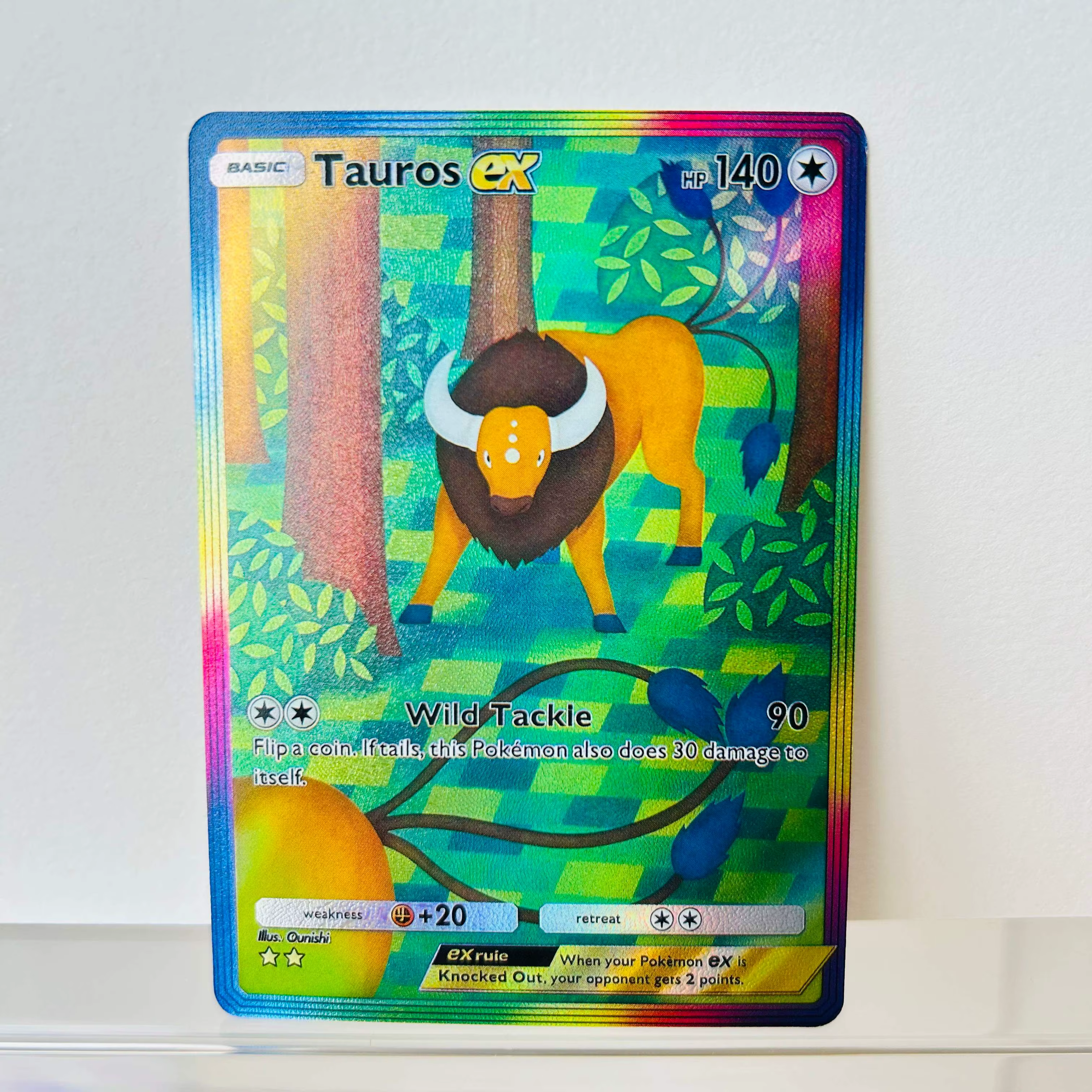 Carte Pokémon Rapidash ex anglaise, texture holographique arc-en-ciel, carte de collection anime premium DIY