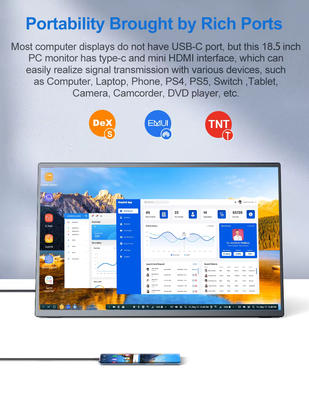 UPERFECT Moniteur LCD IPS de 18