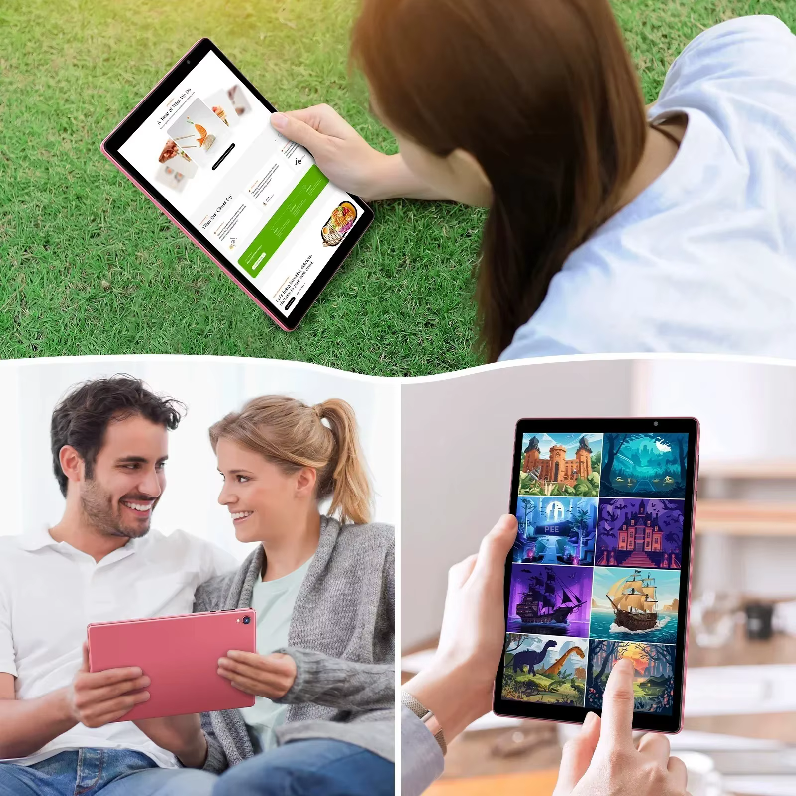 Dernière tablette Android 14, tablette 10 pouces, processeur Quad-core, WiFi 5G, 4 Go de ROM + 32 Go de RAM, résolution 1280 x 800, batterie 6000 mAh