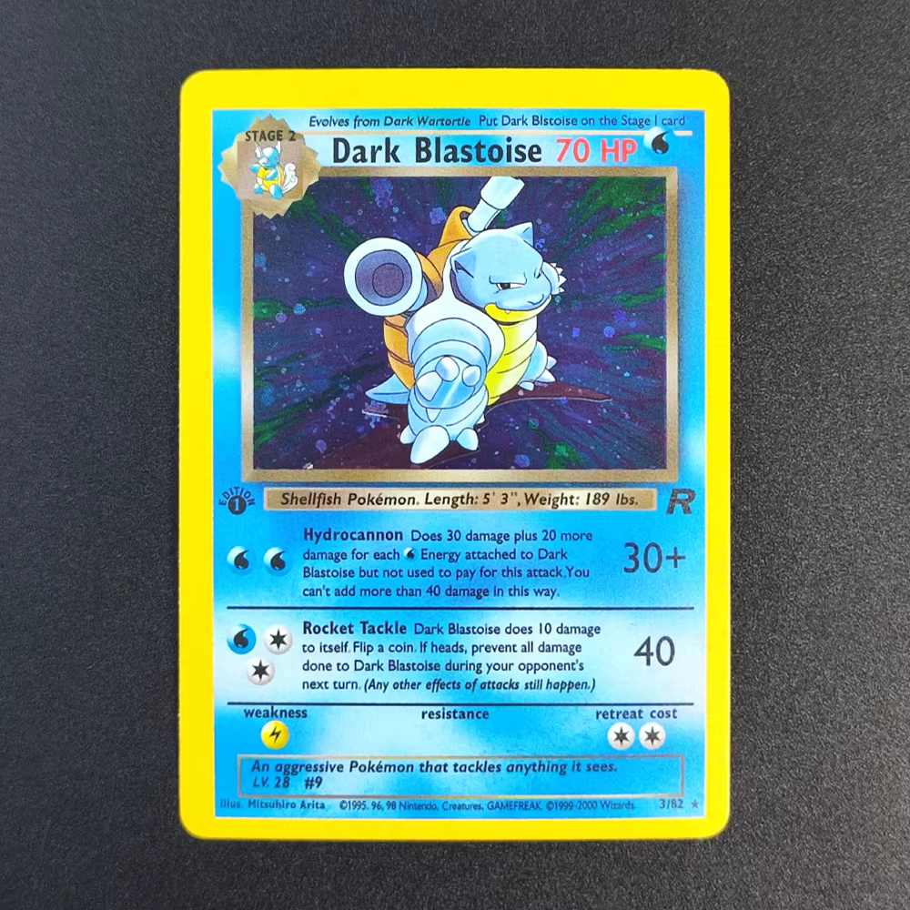 DIY PKM Card Base Team Rocket 1st Edition Dark Charizard Blastoise Dragonite Raichu Holo English TCG Game Collection Card