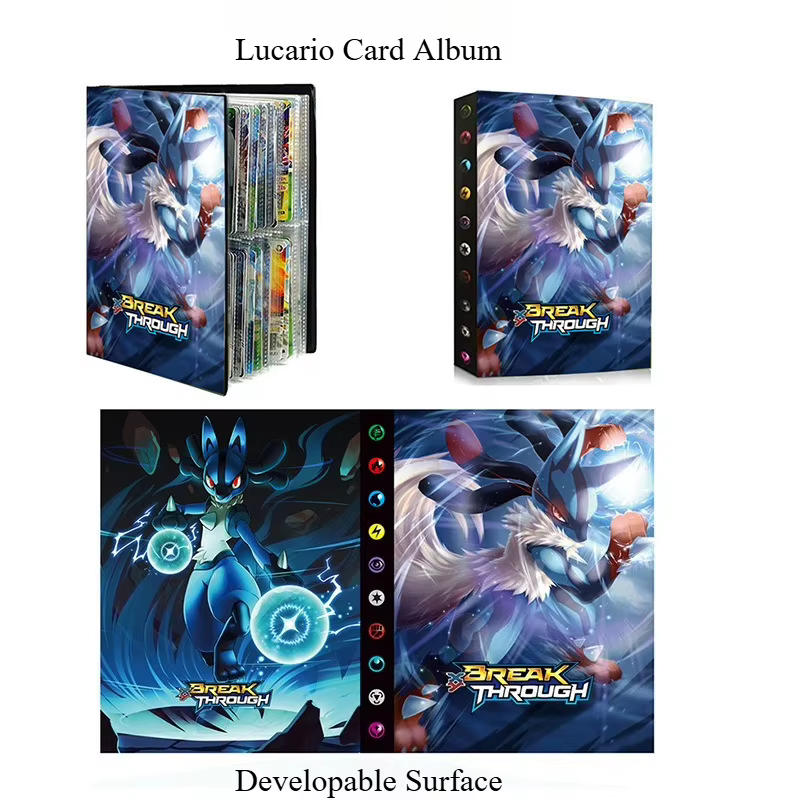 Album de cartes Bandai Pokémon 4 grilles, classeur de collection Pokémon, 240 pochettes, livre de rangement pour cartes à collectionner, cadeau de collection