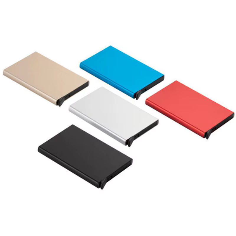 Rfid portefeuille intelligent porte-carte en métal mince mince hommes femmes portefeuilles Pop Up minimaliste étui pour carte d'identité petit sac à main noir portefeuilles pour hommes