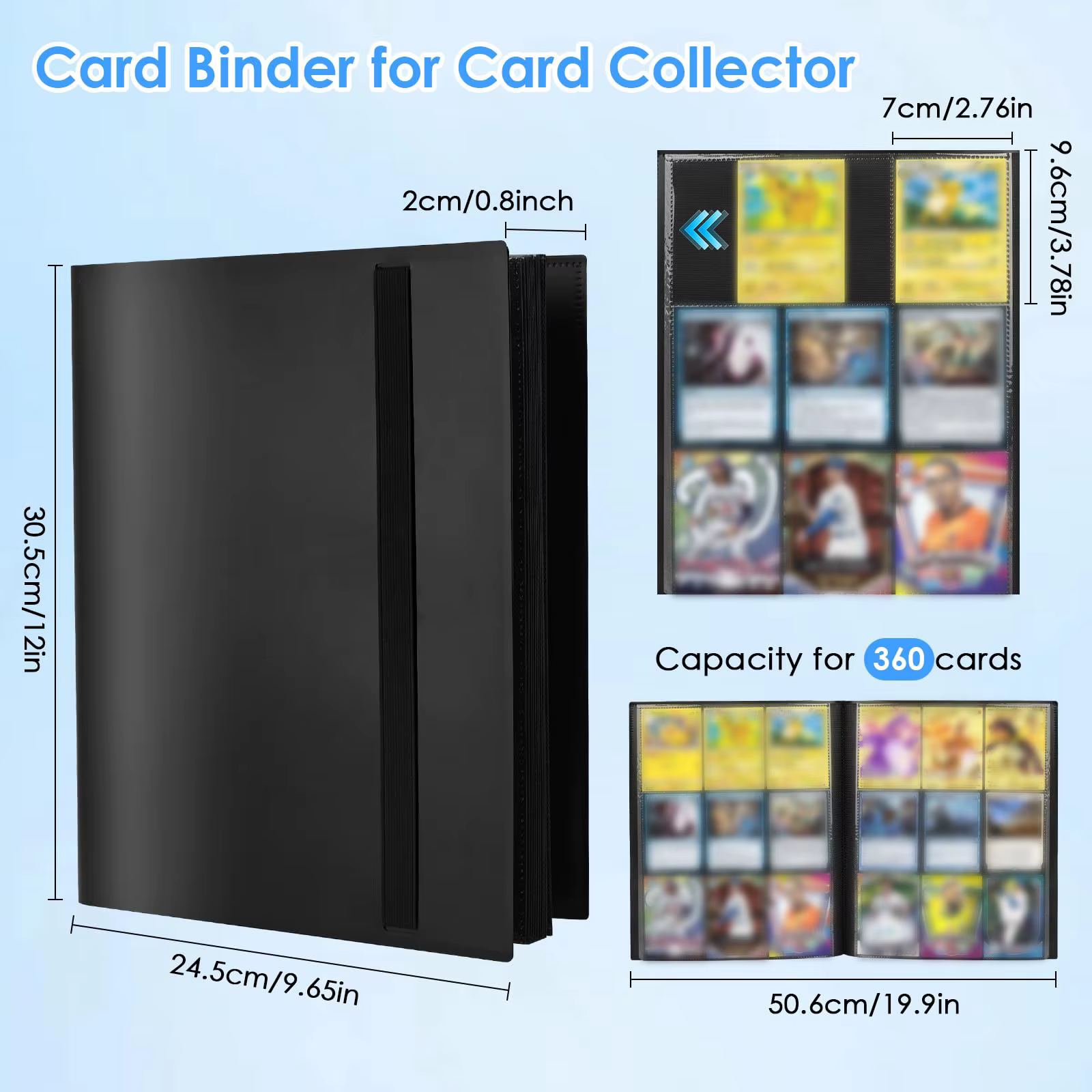 Classeur de cartes à 9 pochettes (360 cartes), album de rangement durable et protecteur pour cartes MTG, TCG et sportives, le rêve du collectionneur